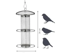 Dobar Futterspender mit Gitterröhre 14 cm x 14 cm x 26 cm Silber