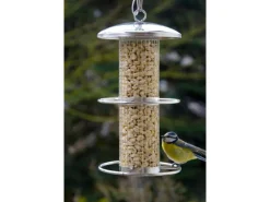 Dobar Futterspender mit Gitterröhre 14 cm x 14 cm x 26 cm Silber