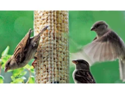 New Dobar Metallgitter-Futtersäule für Vögel 9,5 cm x 9,5 cm x 39 cm Silber