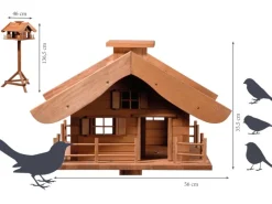 Outlet Dobar Vogelfutterhaus Almhütte mit Futtersilo 66 cm x 66 cm x 136,5 cm Braun