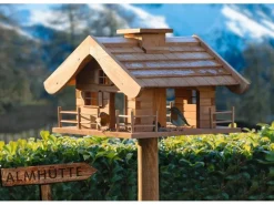 Outlet Dobar Vogelfutterhaus Almhütte mit Futtersilo 66 cm x 66 cm x 136,5 cm Braun