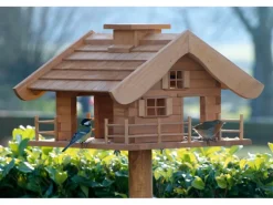 Outlet Dobar Vogelfutterhaus Almhütte mit Futtersilo 66 cm x 66 cm x 136,5 cm Braun