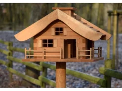 Outlet Dobar Vogelfutterhaus Almhütte mit Futtersilo 66 cm x 66 cm x 136,5 cm Braun