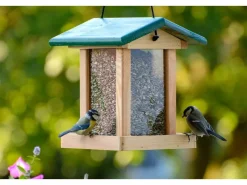 Dobar Vogelfutterstation mit Acrylglas-Futtersilo 22 cm x 25 cm x 28 cm Grün