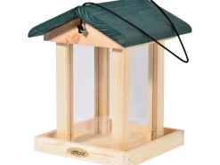 New Dobar Vogelfutterstation mit Acrylglas-Futtersilo 22 x 25 x 28 cm Grün FSC®