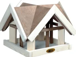 Dobar Vogelhaus mit Antikfinish 37 x 37 x 43 cm Braun-Weiß