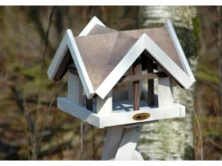 Dobar Vogelhaus mit Antikfinish 37 x 37 x 43 cm Braun-Weiß