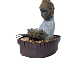 Discount Dobar Zimmerbrunnen Buddha Lotusblüte in Steinoptik mit Deko-Steinen