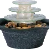 Dobar Zimmerbrunnen Kaskade Blüte dreistufig in Metallic-Optik mit Deko-Steinen