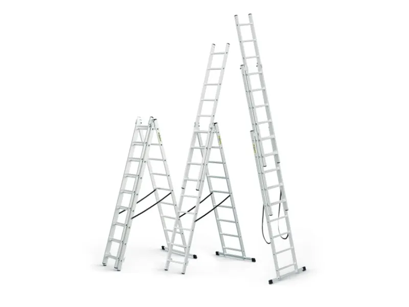 DRABEST Vielzweckleiter 3 x 7 Sprossen Aluminium