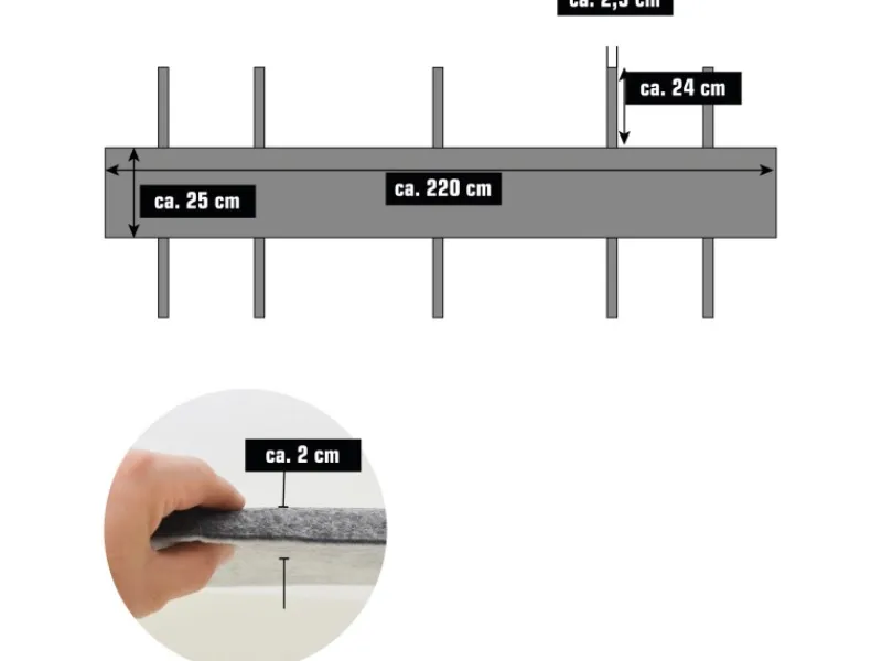 Best DuneDesign 2 Bierbank Auflagen zum Wenden 220 x 25 x 2 cm inkl. 12 Bodenschoner
