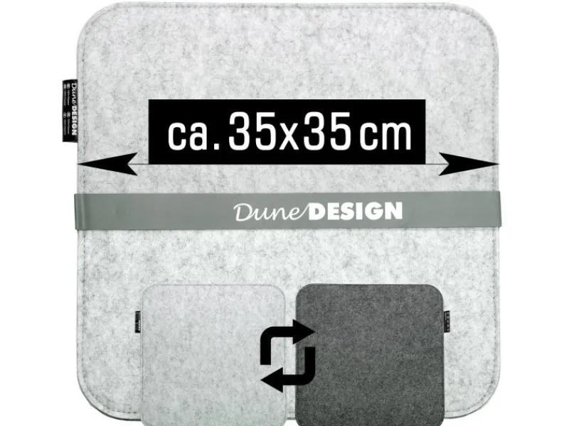 Hot DuneDesign 4 Eckige Sitzkissen aus Filz 35 x 35 cm in Grau und Hellgrau