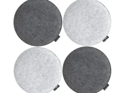 DuneDesign 4 Runde Sitzkissen aus Filz Ø 35 x 2,5 cm in Grau