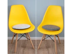 DuneDesign 4 Runde Sitzkissen aus Filz Ø 35 x 2,5 cm in Grau