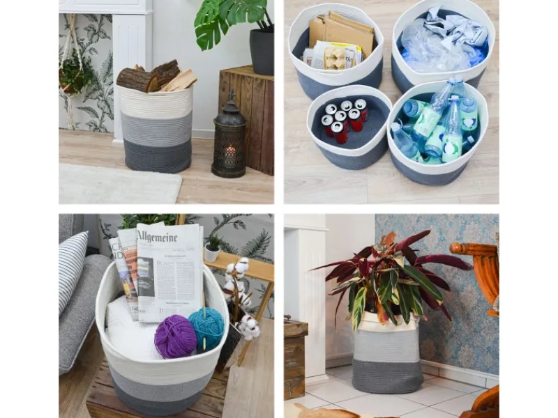 DuneDesign Aufbewahrungskorb aus Baumwolle 50 Liter Ø 38 x 46 cm