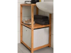 Best DuneDesign Badezimmer-Regal 83 x 38 x 40 cm mit 3 Fächern aus Bambus