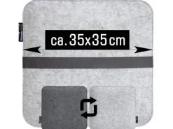 DuneDesign Eckiges Sitzkissen aus Filz 35 x 35 cm 30 mm Stark in Grau