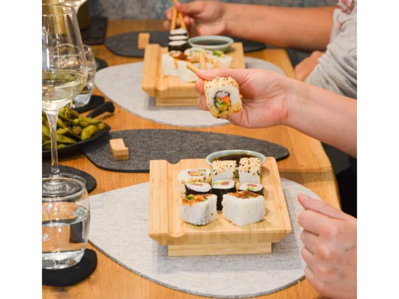 Sale DuneDesign 4er Set Japanisches Sushi Brett 27 x 16 x 4 cm mit Schälchen