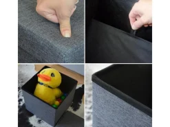 Outlet DuneDesign Faltbarer Sitzwürfel 38 x 38 x 38 cm mit Stauraum Dunkelgrau