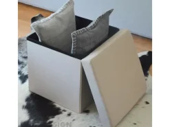 DuneDesign Faltbarer Sitzwürfel 38 x 38 x 38 cm mit Stauraum Beige-Grau