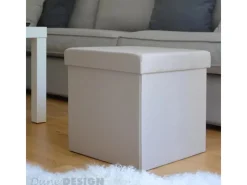 DuneDesign Faltbarer Sitzwürfel 38 x 38 x 38 cm mit Stauraum Beige-Grau