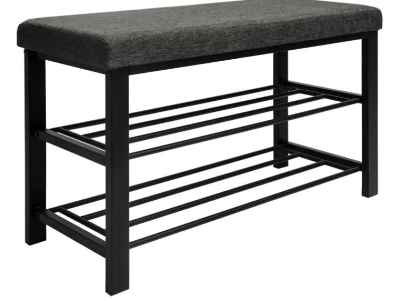 DuneDesign Offener Schuhschrank aus Metall 81 x 32 x 46 cm Grau