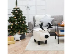 DuneDesign Rentier Spielzeug Hocker mit Stauraum 57 x 31 x 55 cm Beige