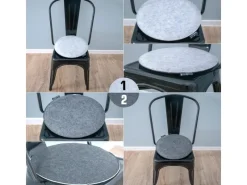 DuneDesign Rundes Sitzkissen aus Filz Ø 35 cm 30 mm Stark in Grau