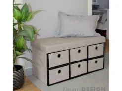 Best DuneDesign Sitzbank mit 80L Sitztruhe und 6 Schubladen 76 x 38 x 38 cm Beige