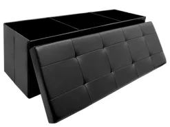 DuneDesign Sitzbank mit 120L Stauraum 110 x 38 x 38 cm in Schwarz