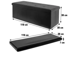 DuneDesign Sitzbank mit 120L Stauraum 110 x 38 x 38 cm in Schwarz