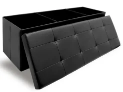 DuneDesign Sitzbank mit 120L Stauraum 110 x 38 x 38 cm in Schwarz