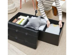 DuneDesign Sitzbank mit 120L Stauraum 110 x 38 x 38 cm in Schwarz