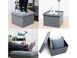 DuneDesign Sitzhocker mit Stauraum 56 x 56 x 40 aus Filz Grau