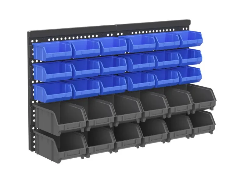 DURHAND Lagersystem Wandregal 37,5 x 63 cm 30tlg. Boxen in 2 Größen