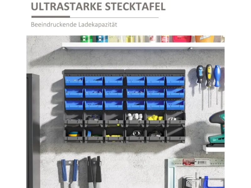 DURHAND Lagersystem Wandregal 37,5 x 63 cm 30tlg. Boxen in 2 Größen
