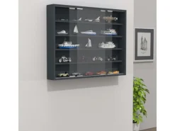 Clearance ebuy24 AgisaL Glasvitrinen Wandhängend 2 Schiebetüren Anthrazit