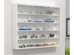 ebuy24 AgisaL Glasvitrinen Wandhängend 2 Schiebetüren Weiß