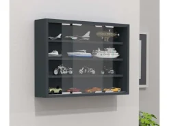 ebuy24 AgisaM Glasvitrinen Wandhängend 2 Schiebetüren Anthrazit