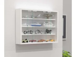 Hot ebuy24 AgisaM Glasvitrinen Wandhängend 2 Schiebetüren Weiß