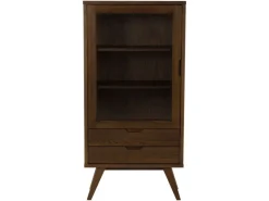 ebuy24 A-Line Vitrinenschrank 1 Tür 2 Schubladen 2 Regale Grau