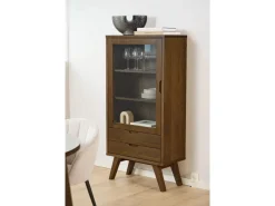 ebuy24 A-Line Vitrinenschrank 1 Tür 2 Schubladen 2 Regale Grau