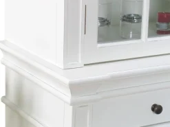 ebuy24 Amaretta 3-Türige Vitrinenschrank Antik Weiß Antik Patinert