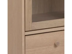 New ebuy24 Aston Vitrinenschrank mit 2 Glastüren und 1 Schublade Weiß Geölt EichenDekor