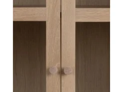 New ebuy24 Aston Vitrinenschrank mit 2 Glastüren und 1 Schublade Weiß Geölt EichenDekor