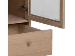 New ebuy24 Aston Vitrinenschrank mit 2 Glastüren und 1 Schublade Weiß Geölt EichenDekor