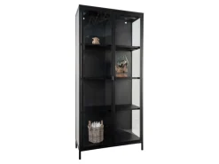 ebuy24 Brisbane Vitrinenschrank Höhe 175 cm Schwarz