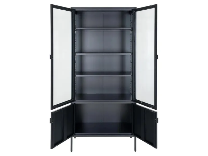 Best ebuy24 Brisbane Vitrinenschrank 4 Türen Schwarz