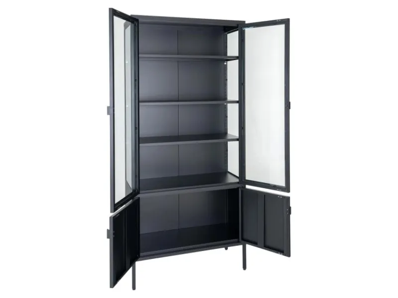 Best ebuy24 Brisbane Vitrinenschrank 4 Türen Schwarz