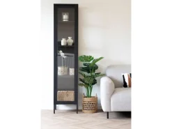 ebuy24 Brisbane Vitrinenschrank 1 Glas Tür Schwarz